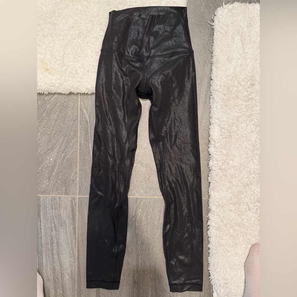 Lululemon metallic black align leggings size 2 NWOT